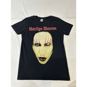 Marilyn Manson T-Shirt Black Big Face Size Medium H3